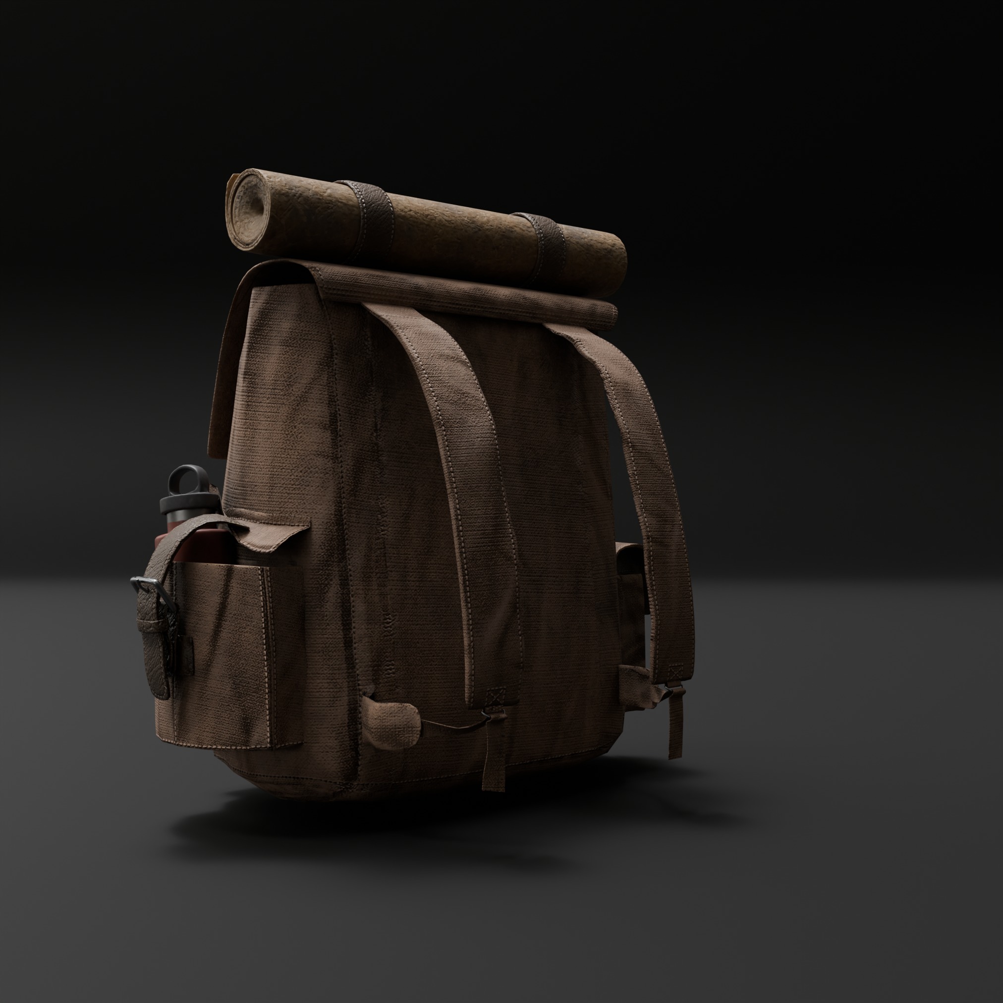 Old Backpack Low-poly 3D model_3