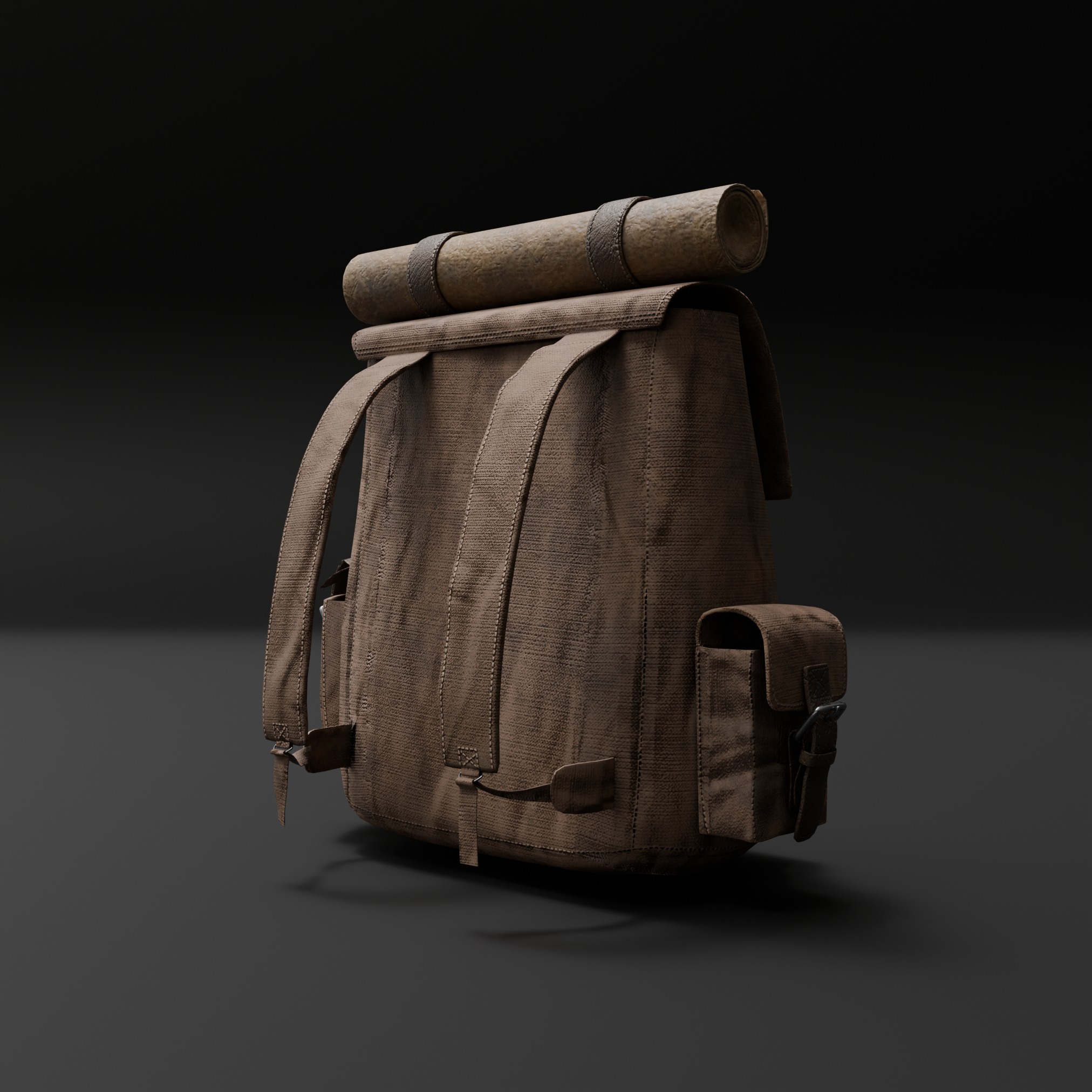 Old Backpack Low-poly 3D model_4
