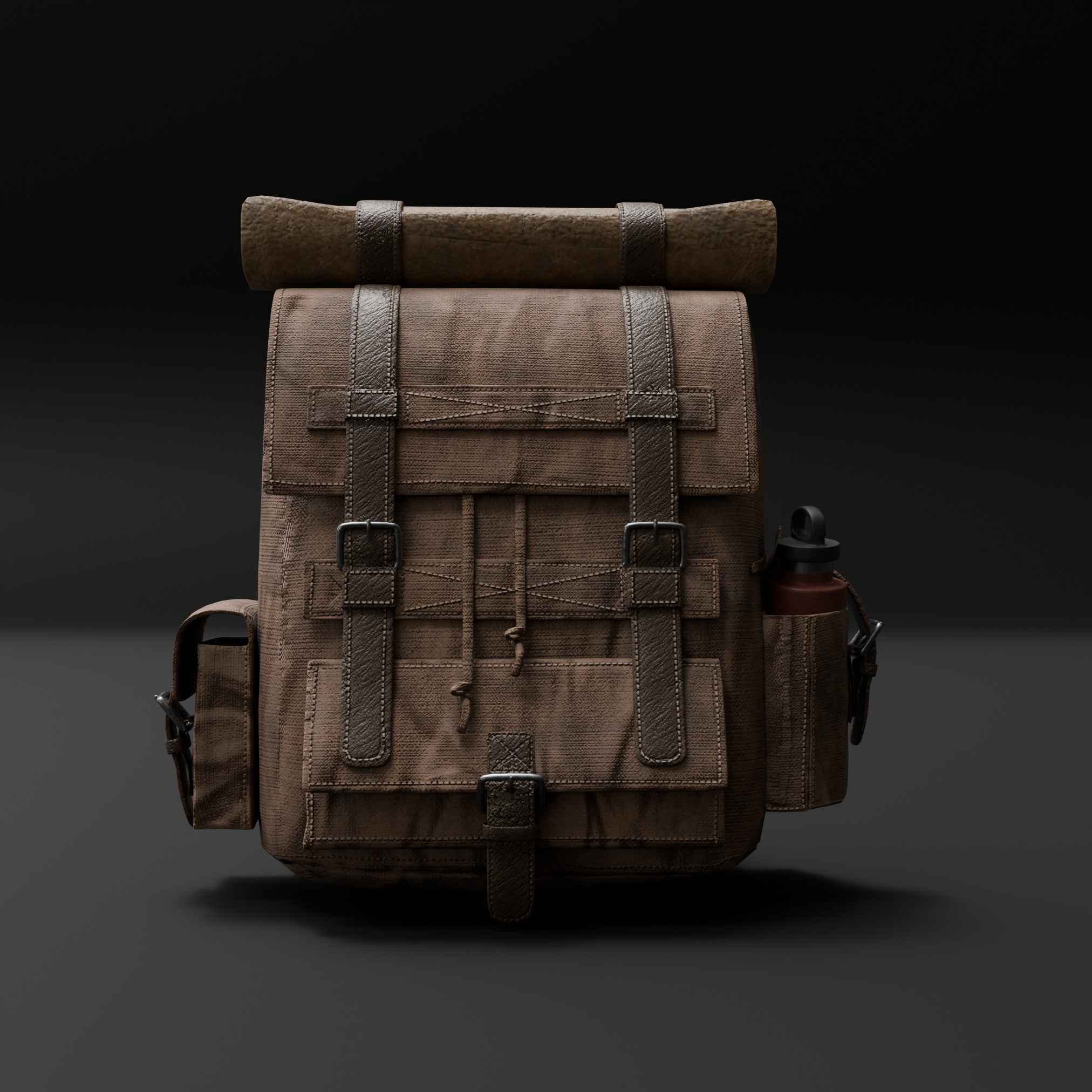 Old Backpack Low-poly 3D model_2