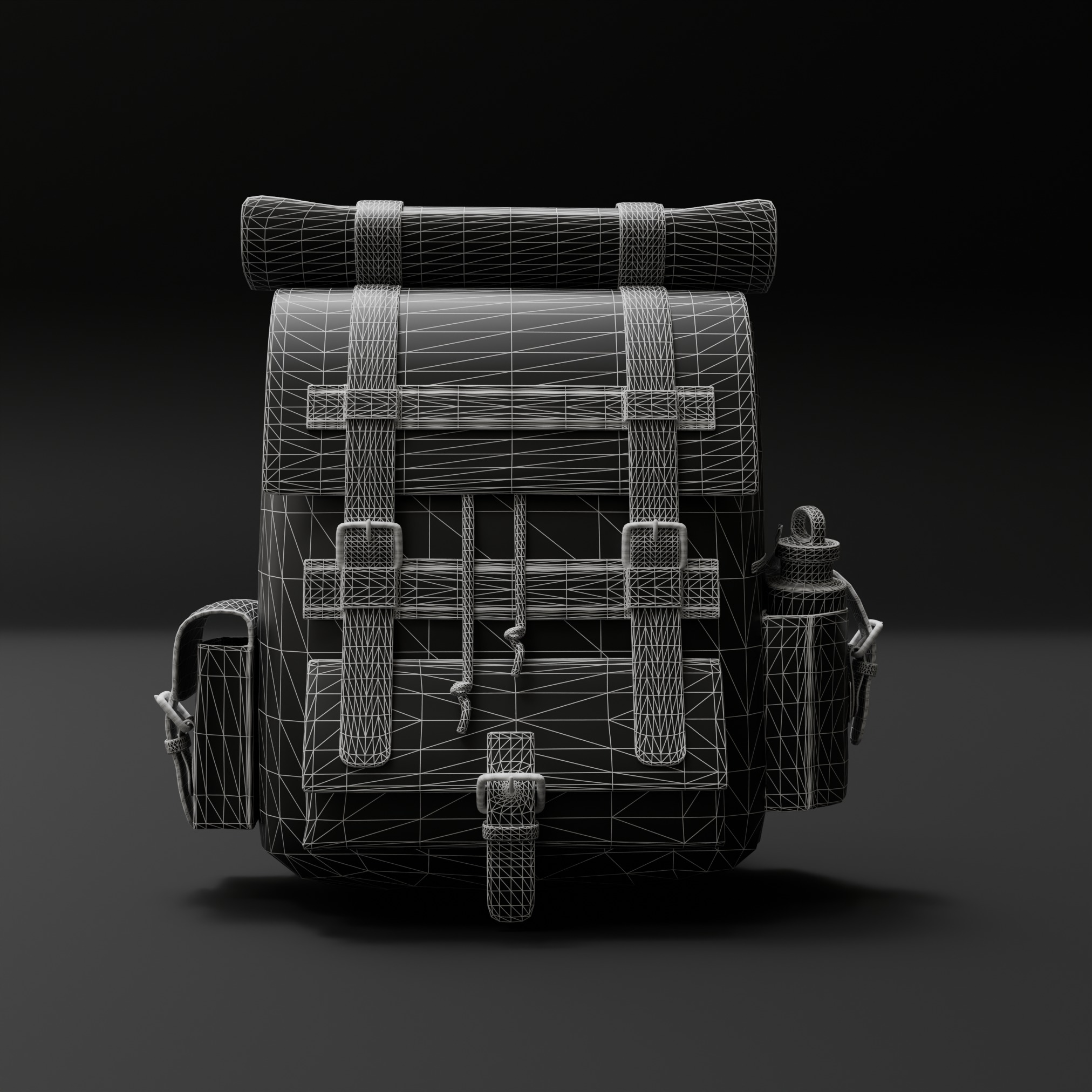 Old Backpack Low-poly 3D model_5