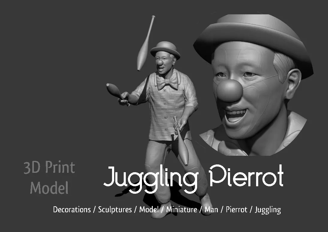 Juggling Pierrot 3D print model_0