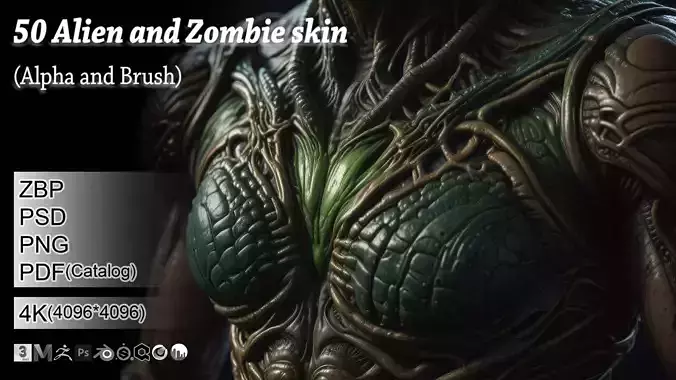 50 Alien and zombie skin Alpha and Brush