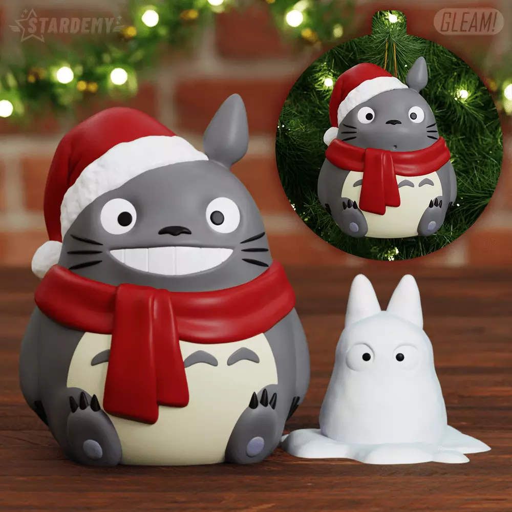 Totoro Xmas Chibi Ornament Decor 3 models 3D print model_0