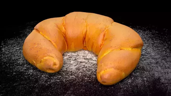 Tasty Crescent Roll PBR game-ready Low-poly 3D model