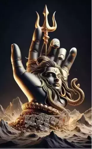 mahadev on hend  holow  and  solid 