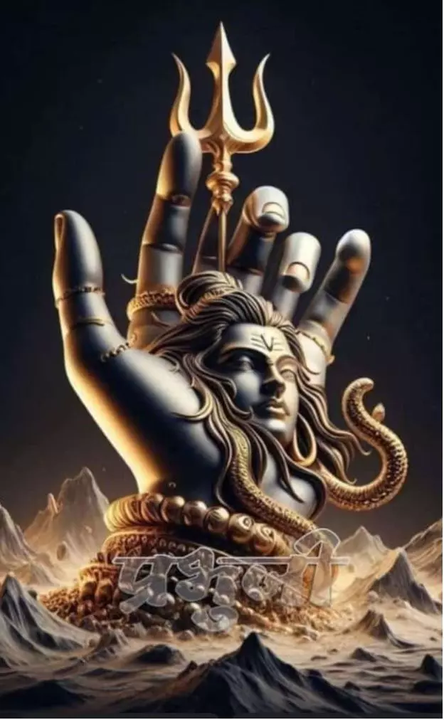 mahadev on hend holow and solid 3D print model