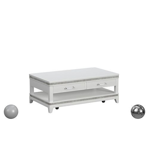 Diedra Coffee Table w Solid Front and Caster in White 3D model