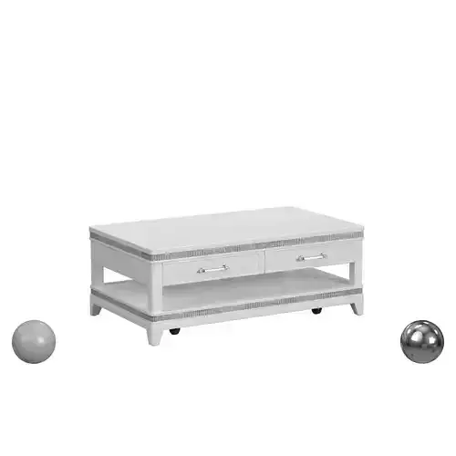 Diedra Coffee Table w Solid Front and Caster in White