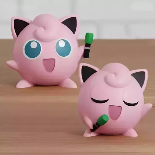 Jigglypuff Sing Chibi Mic 2 models Easy Print 3D print model