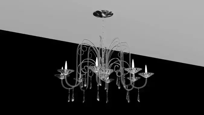 Classic Crystal Chandelier with Candle-Style Design 3D model