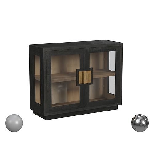 Larson Reclaimed Pine 2Dr Cabinet Antique Black 3D model
