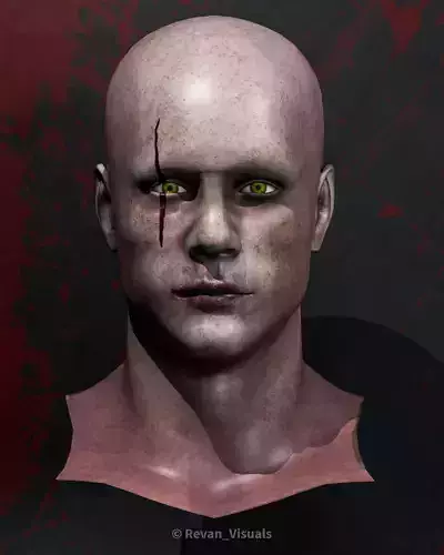 Realistic Male Head-low poly