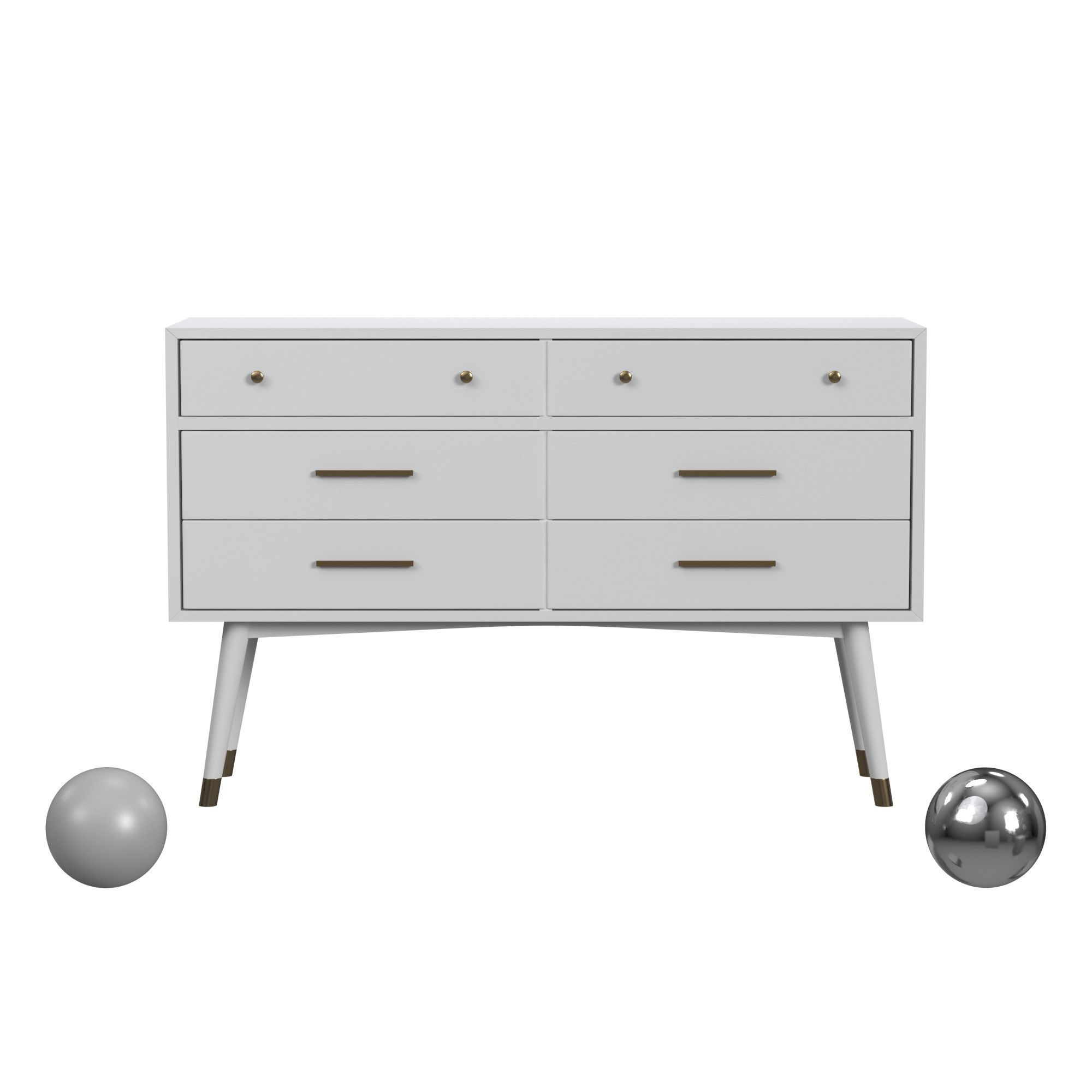 AllModern Samuel 6 Drawer Double Dresser 3D model_1