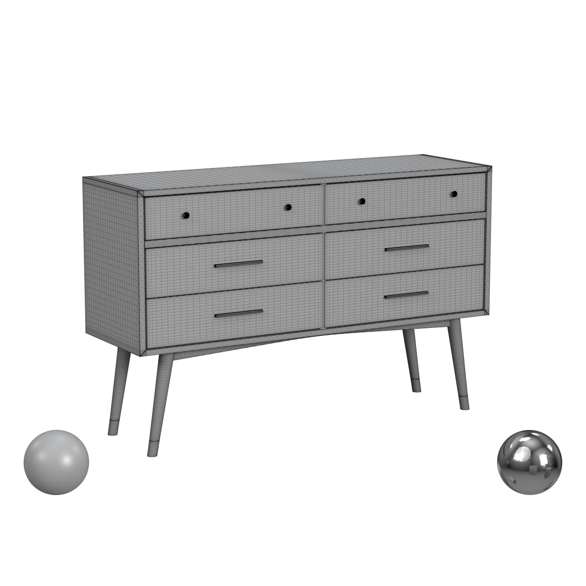 AllModern Samuel 6 Drawer Double Dresser 3D model_3