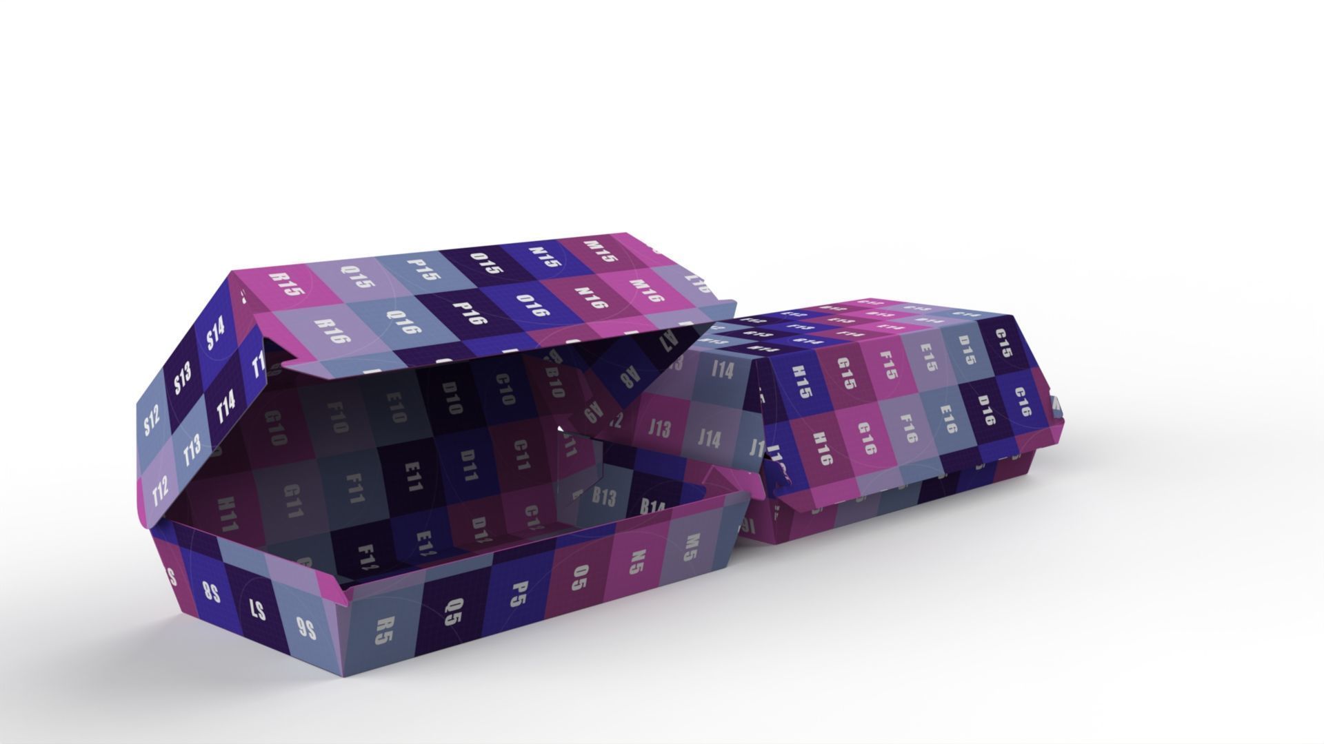 Kraft hotdog box mockup with open closed views and die-cut file Texture_6