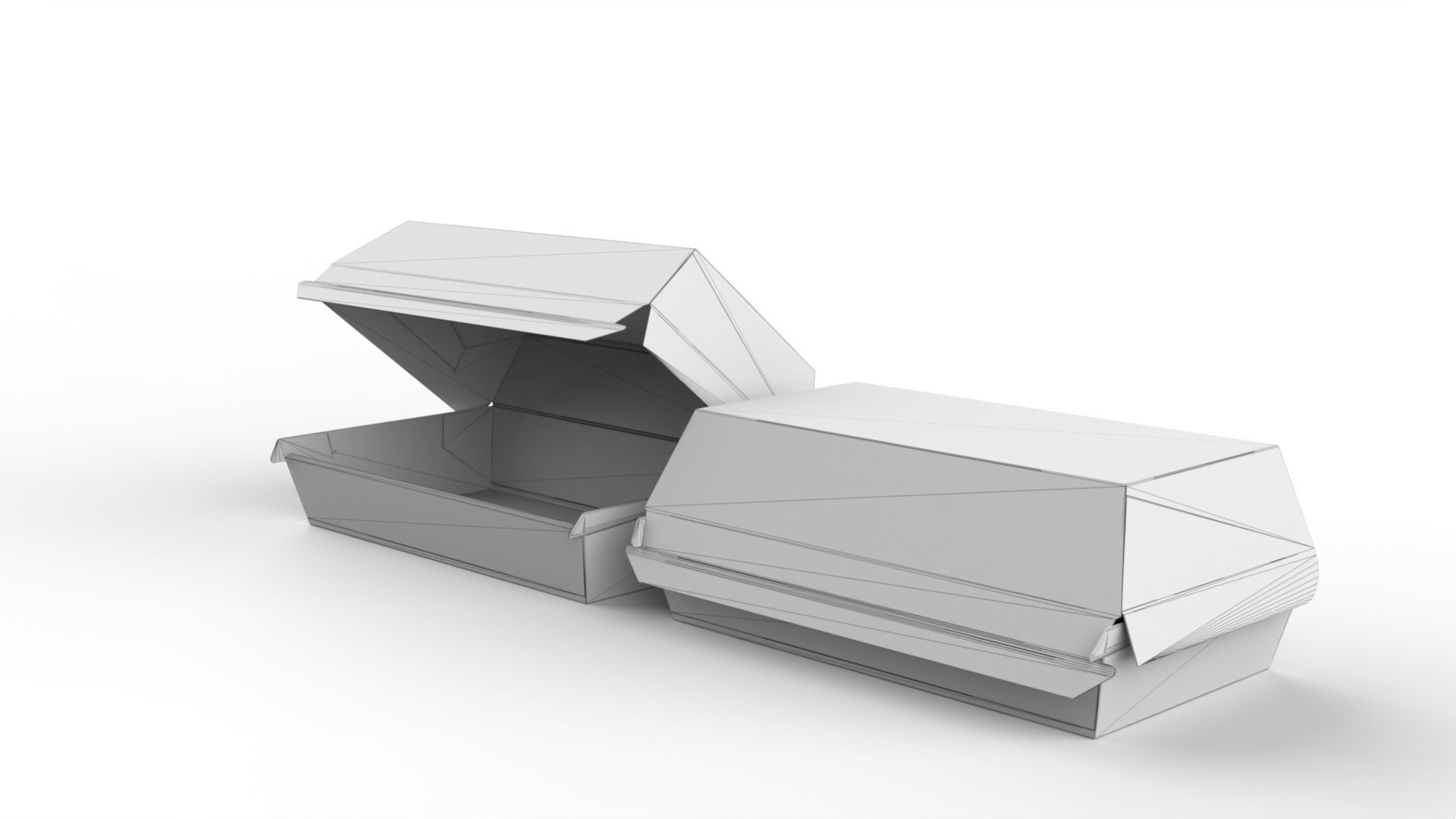 Kraft hotdog box mockup with open closed views and die-cut file Texture_5