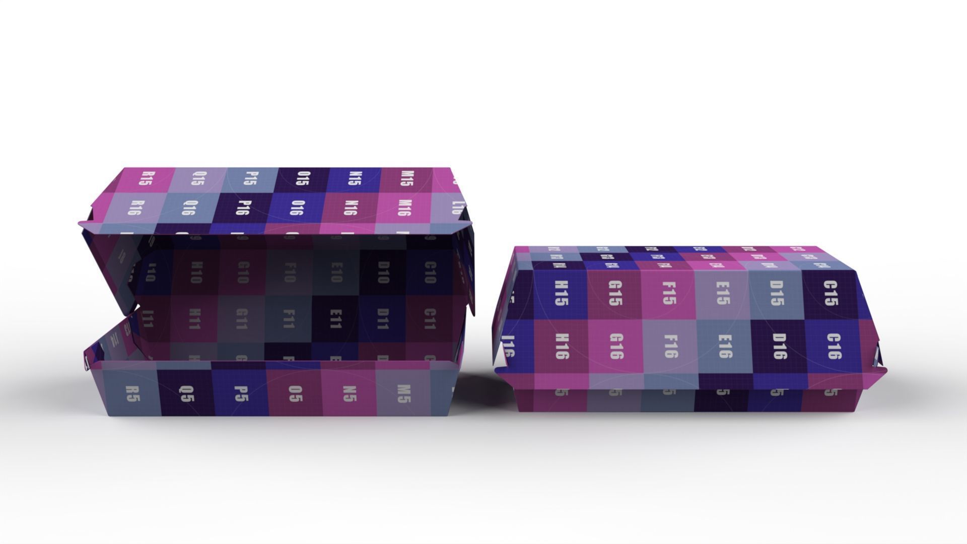 Kraft hotdog box mockup with open closed views and die-cut file Texture_7