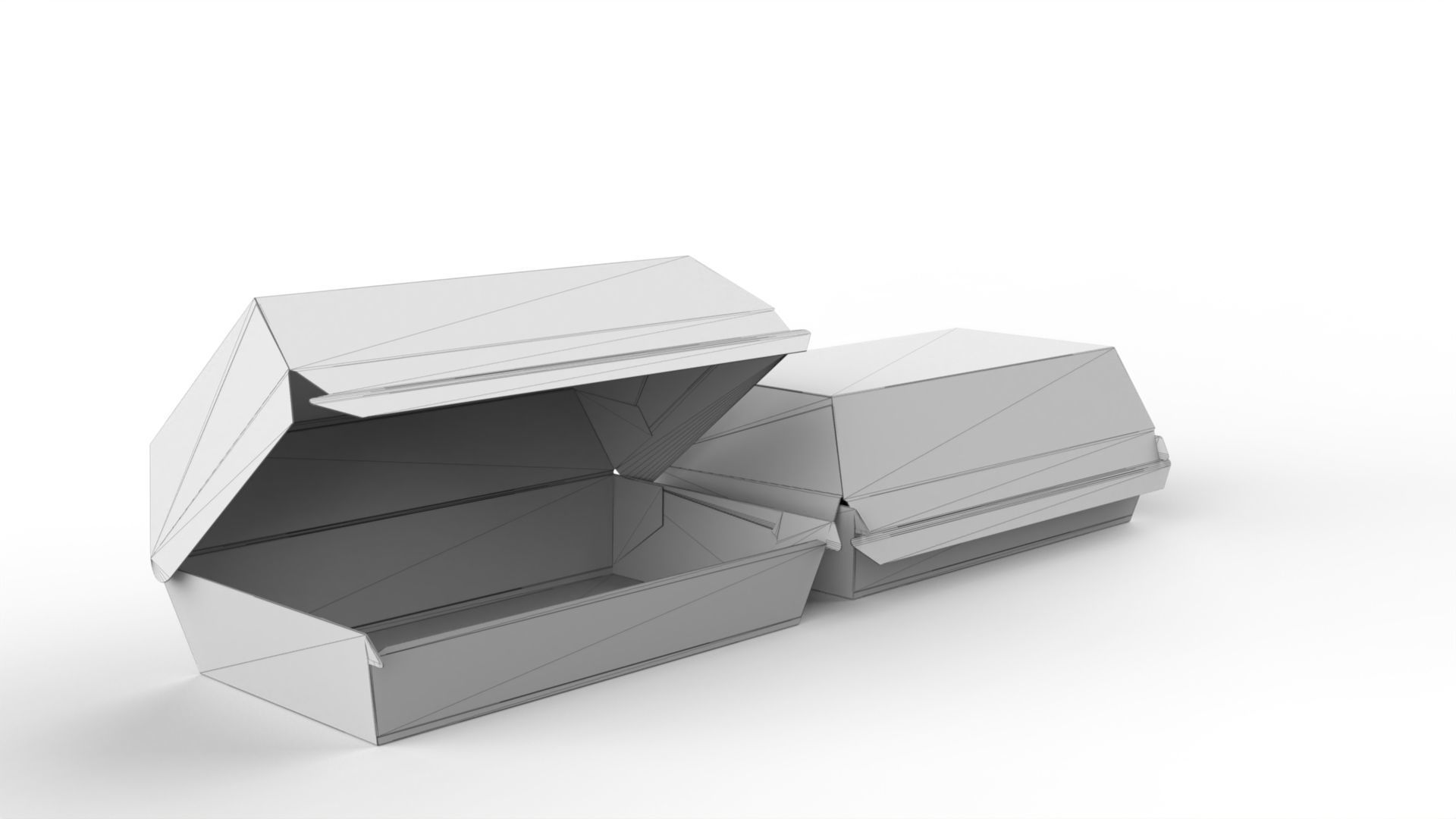 Kraft hotdog box mockup with open closed views and die-cut file Texture_3