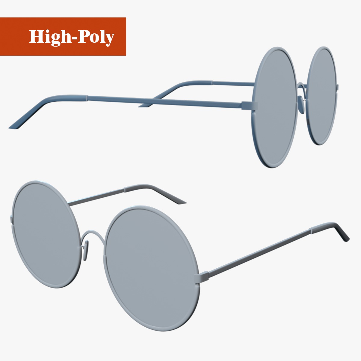 circle glasses high-poly no textures 3D model_1