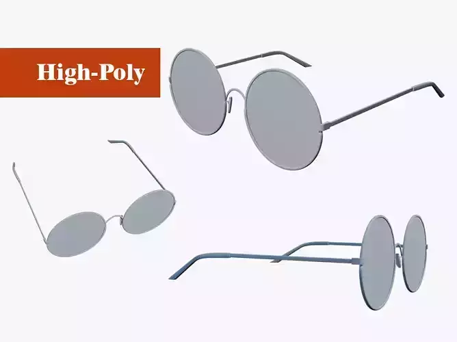 circle glasses high-poly no textures