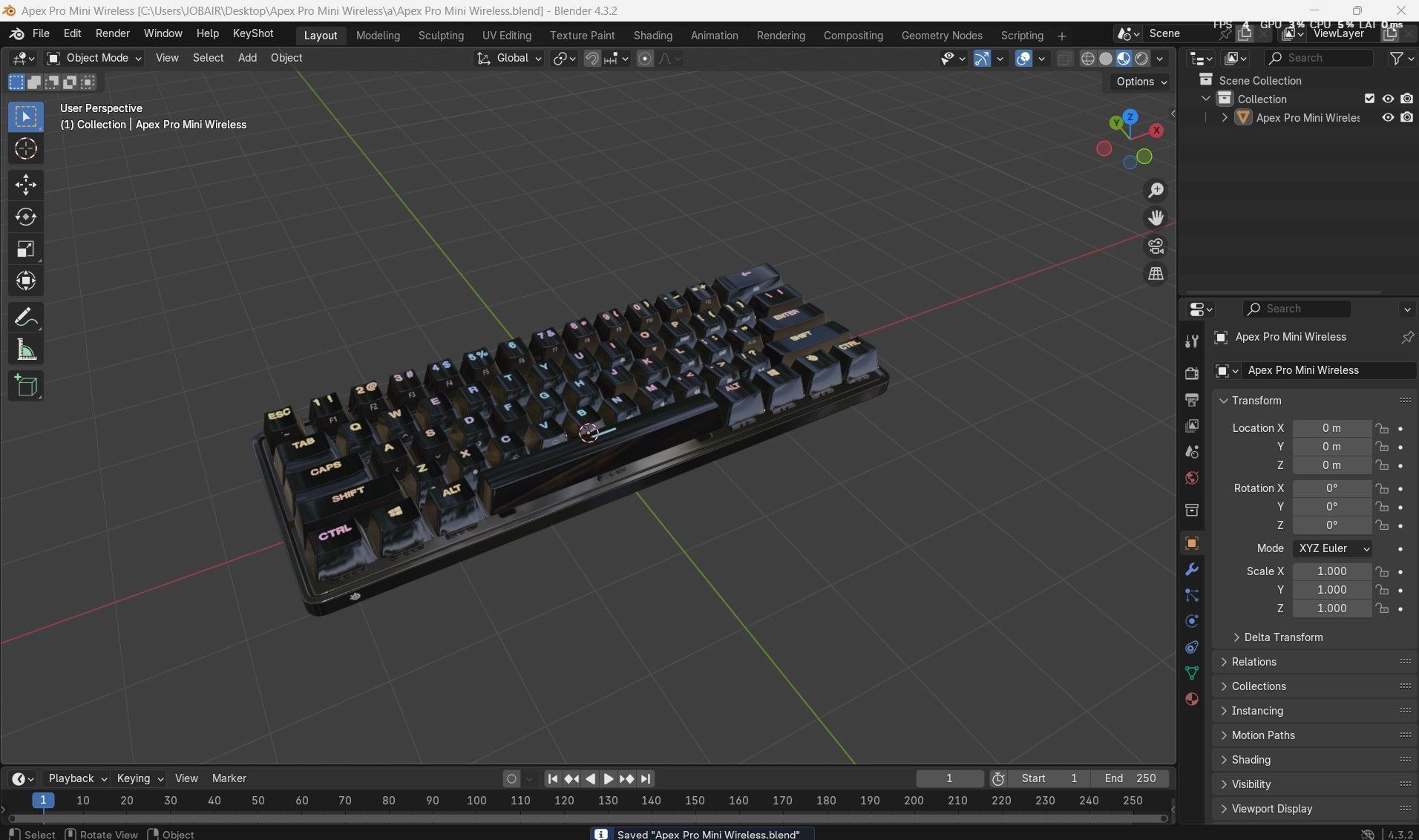Apex Pro Mini Wireless Keyboard Low-poly 3D model_24