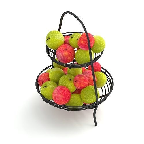 Basket Of Red and Green Apple Low-poly 3D model 3