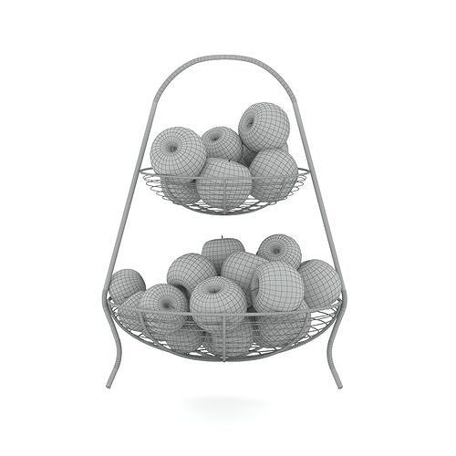 Basket Of Red and Green Apple Low-poly 3D model 5