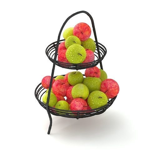 Basket Of Red and Green Apple Low-poly 3D model 2