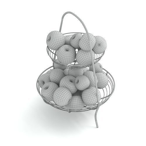 Basket Of Red and Green Apple Low-poly 3D model 4