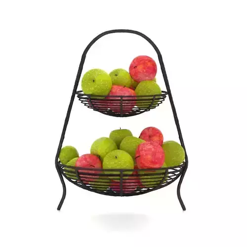 Basket Of Red and Green Apple Low-poly 3D model