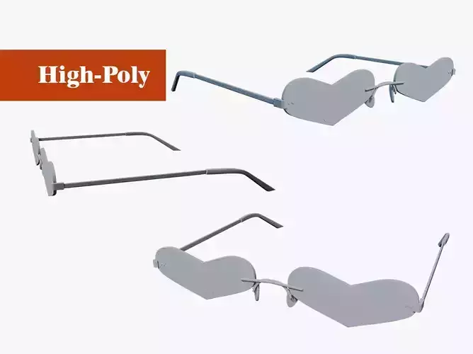 heart shaped glasses   high-poly no textures