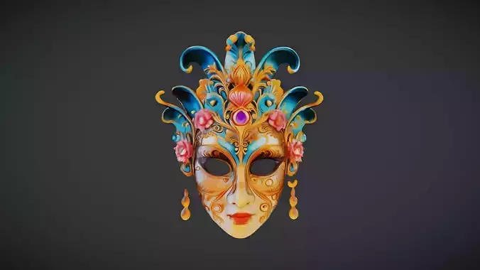 Exquisite 3D Venetian Mask Low-poly 3D model