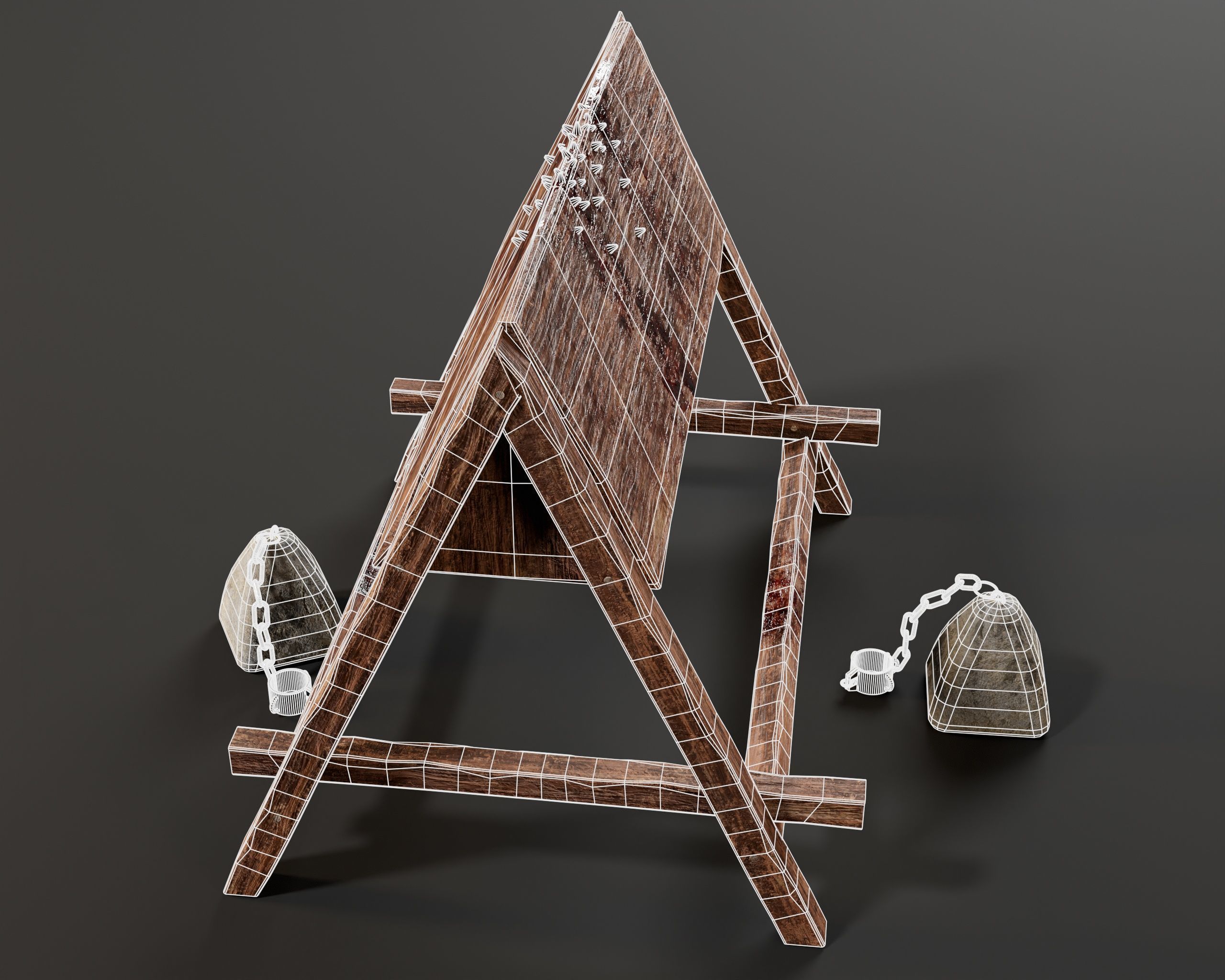 Medieval Spanish Wooden Horse Torture Low-poly 3D model_13