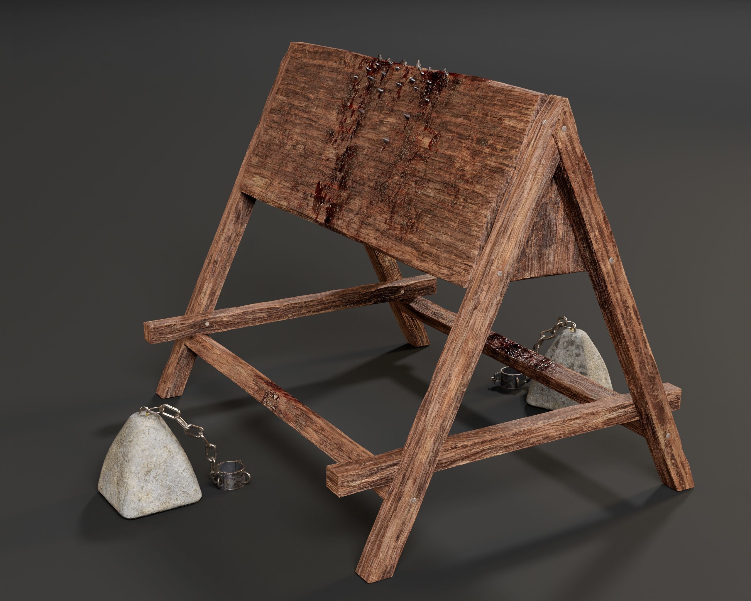 Medieval Spanish Wooden Horse Torture Low-poly 3D model_2