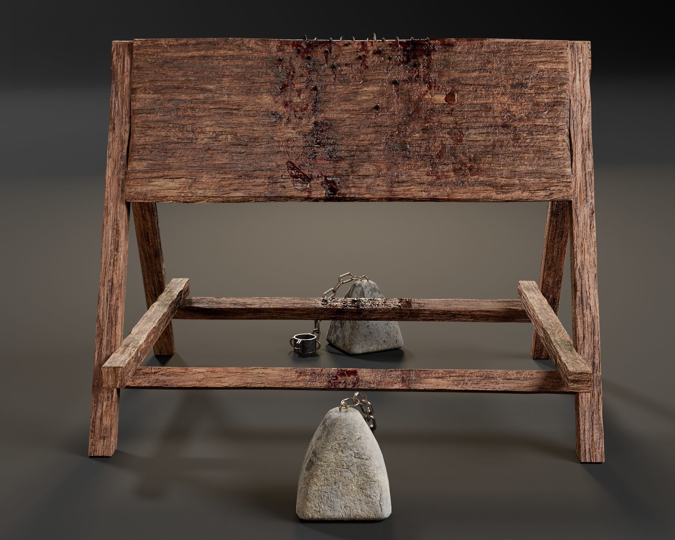 Medieval Spanish Wooden Horse Torture Low-poly 3D model_6