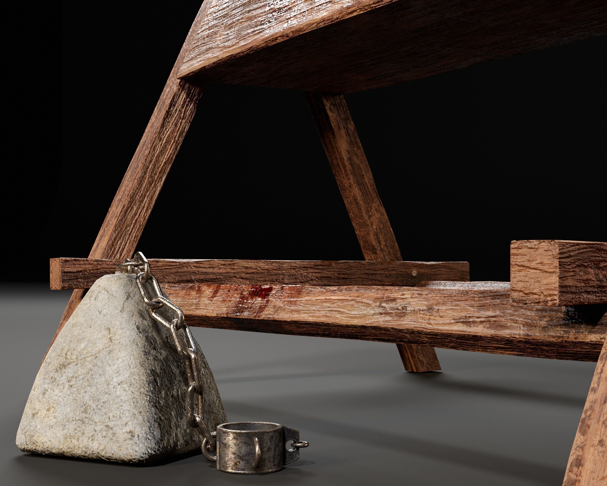 Medieval Spanish Wooden Horse Torture Low-poly 3D model_16