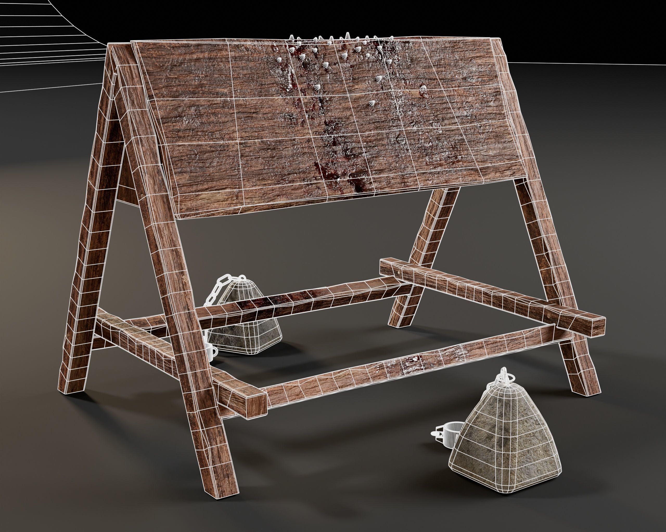 Medieval Spanish Wooden Horse Torture Low-poly 3D model_9
