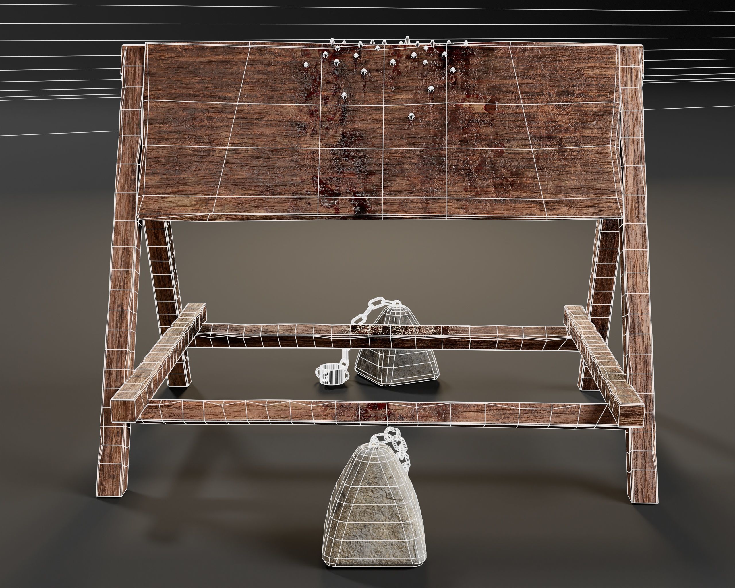 Medieval Spanish Wooden Horse Torture Low-poly 3D model_7