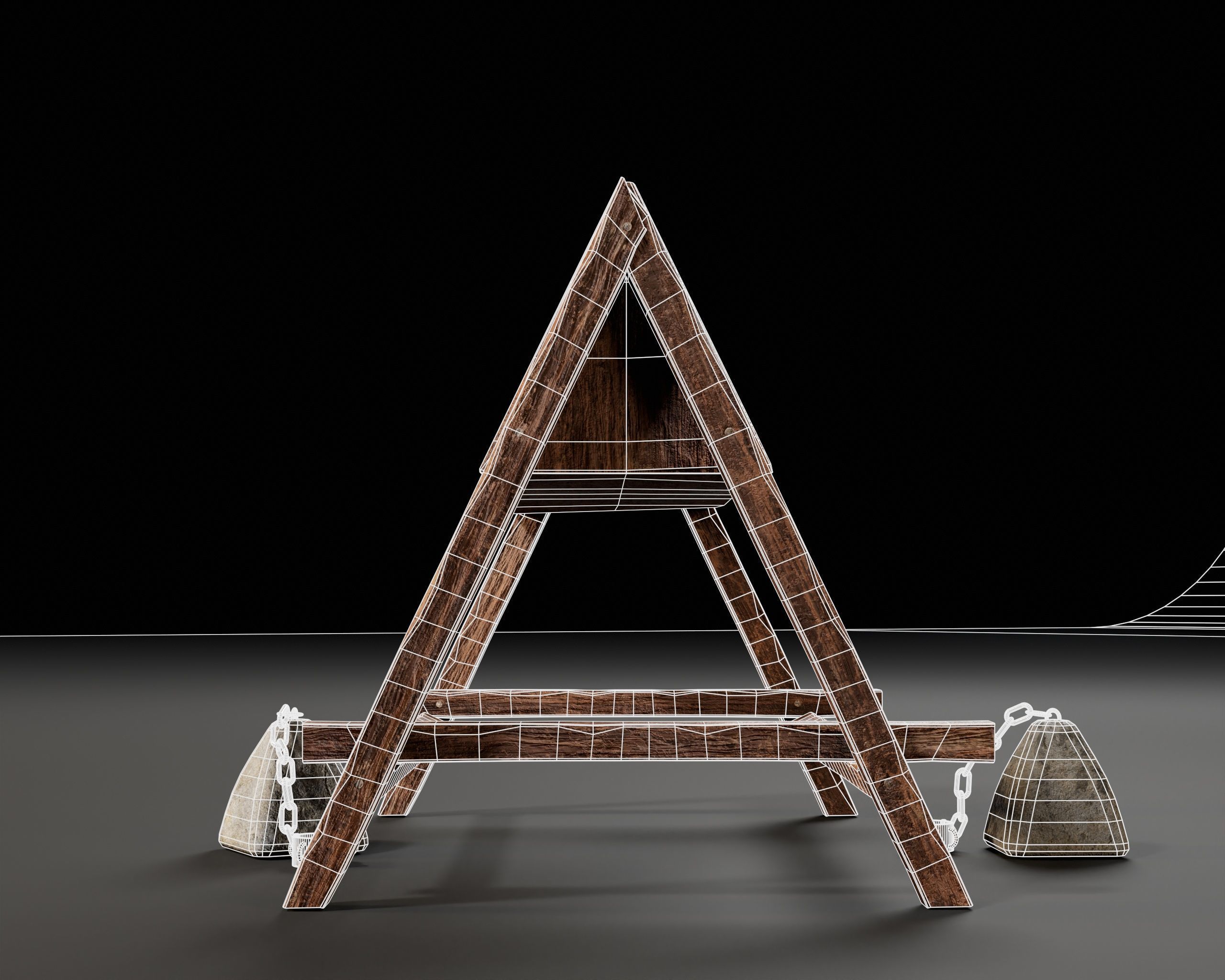 Medieval Spanish Wooden Horse Torture Low-poly 3D model_15