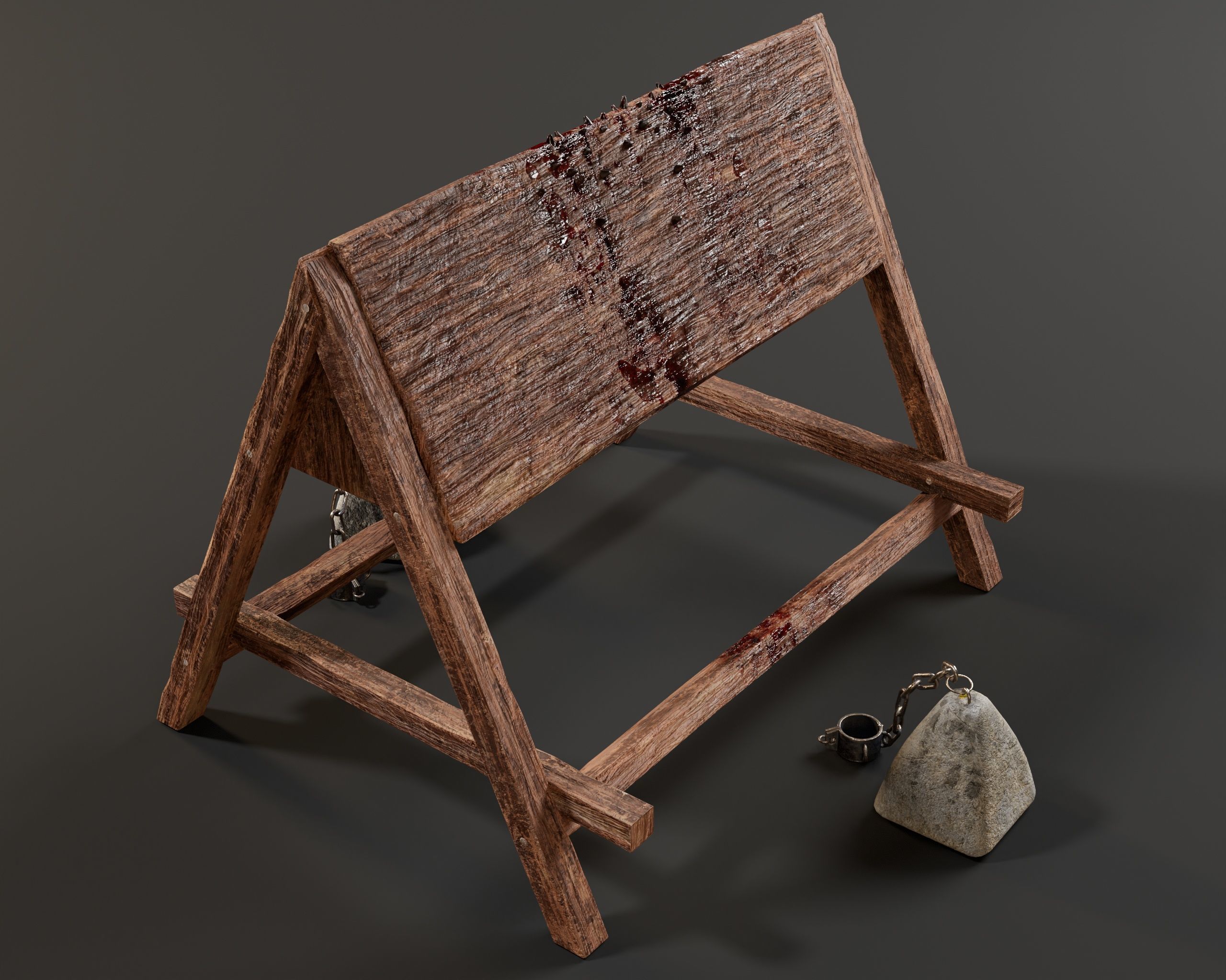 Medieval Spanish Wooden Horse Torture Low-poly 3D model_10