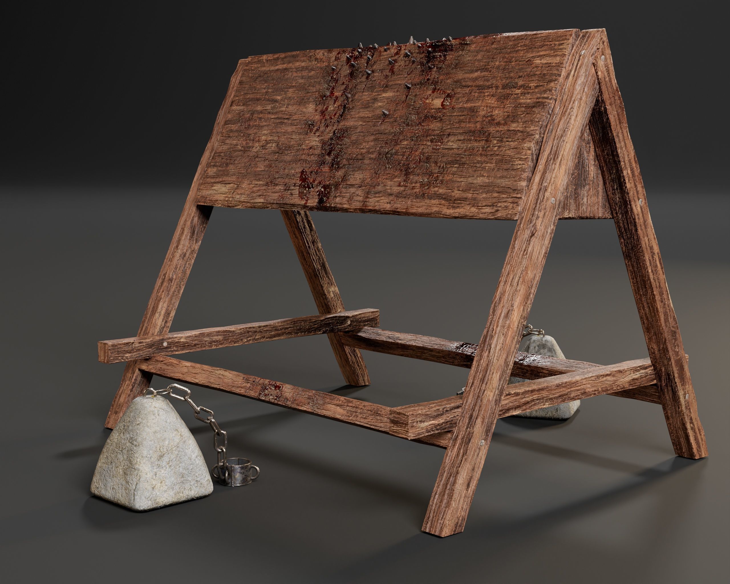 Medieval Spanish Wooden Horse Torture Low-poly 3D model_4
