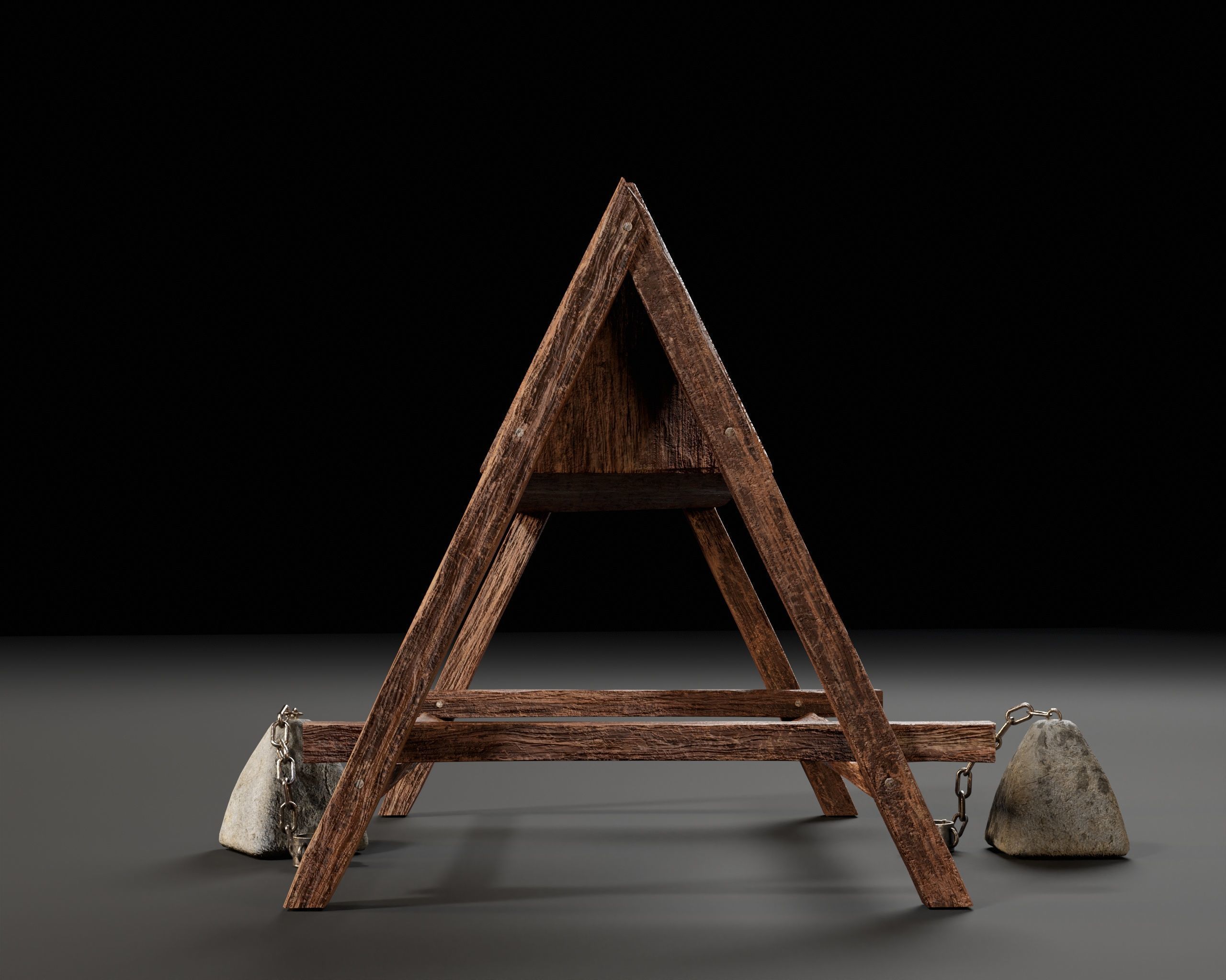 Medieval Spanish Wooden Horse Torture Low-poly 3D model_14