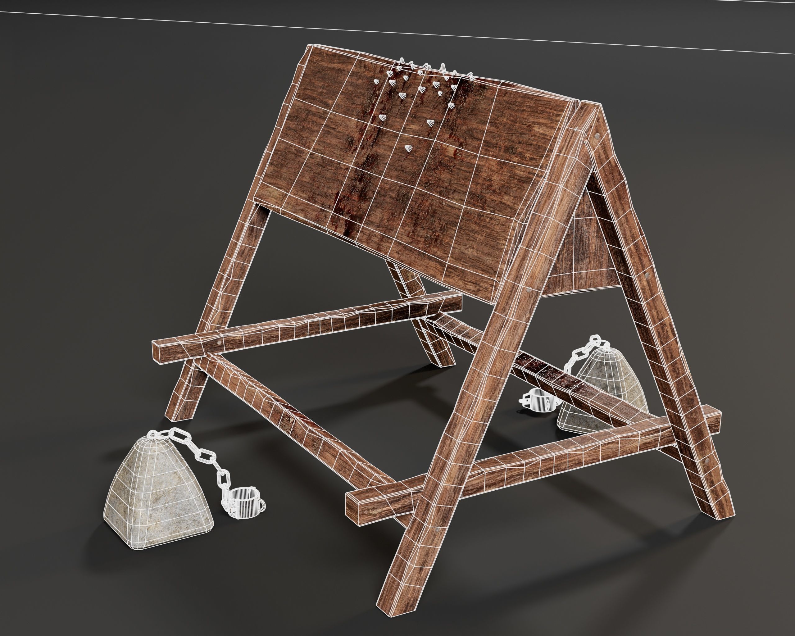 Medieval Spanish Wooden Horse Torture Low-poly 3D model_3