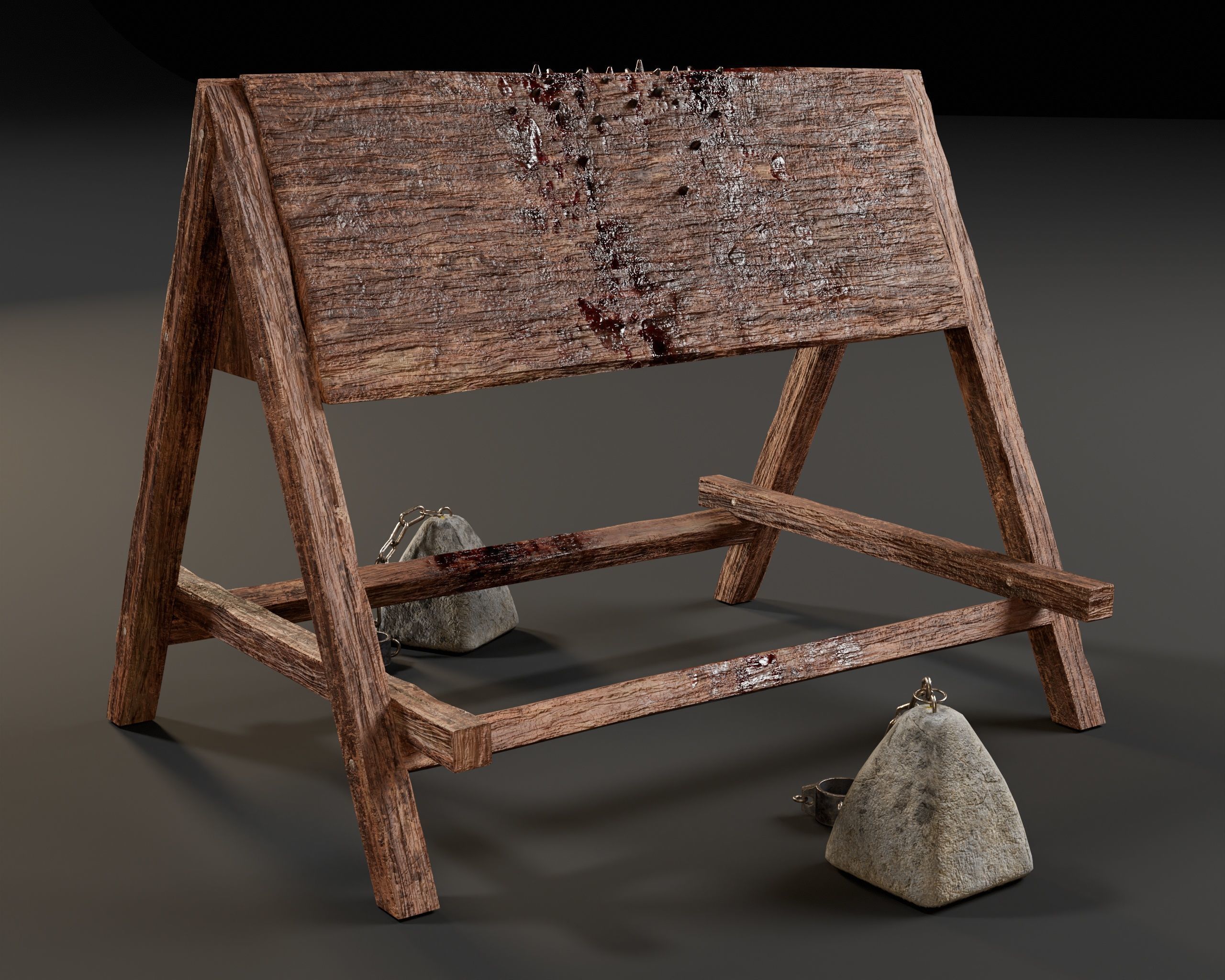 Medieval Spanish Wooden Horse Torture Low-poly 3D model_8