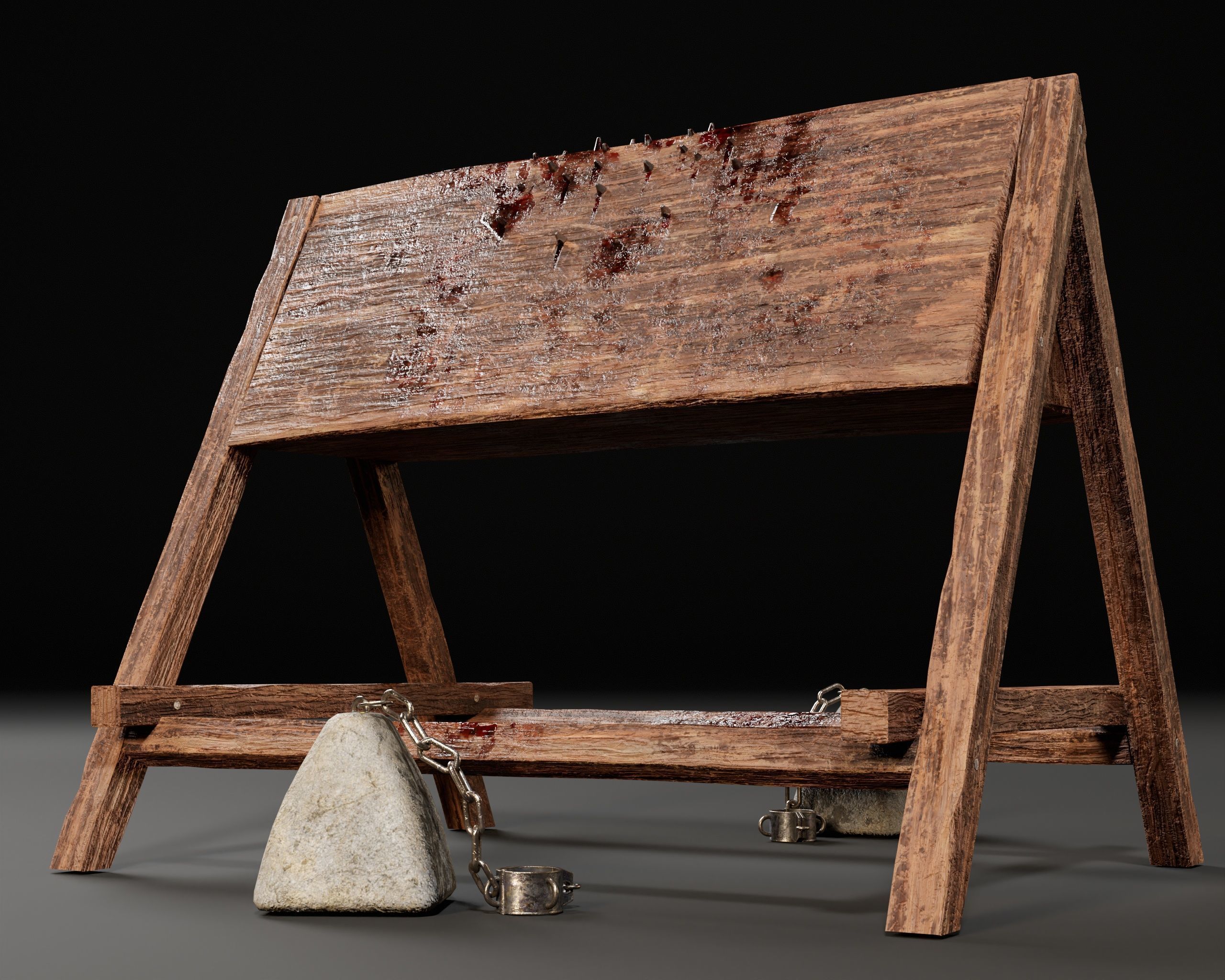 Medieval Spanish Wooden Horse Torture Low-poly 3D model_18