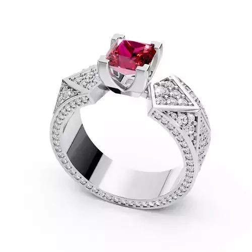 Ruby Edged Diamond Ring