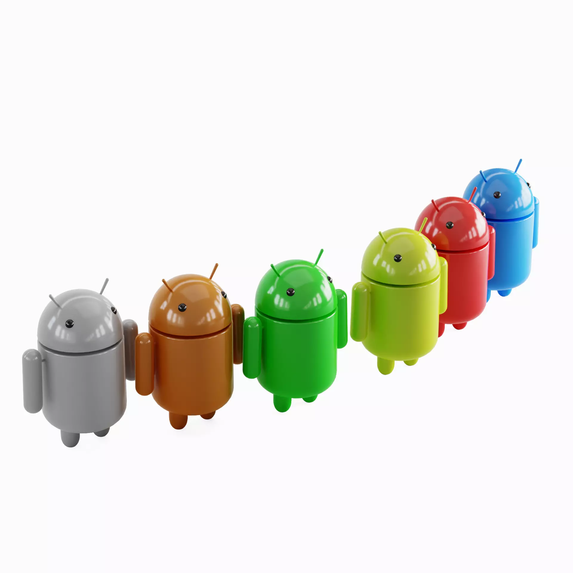 Android Robot Set Low-poly 3D model_0