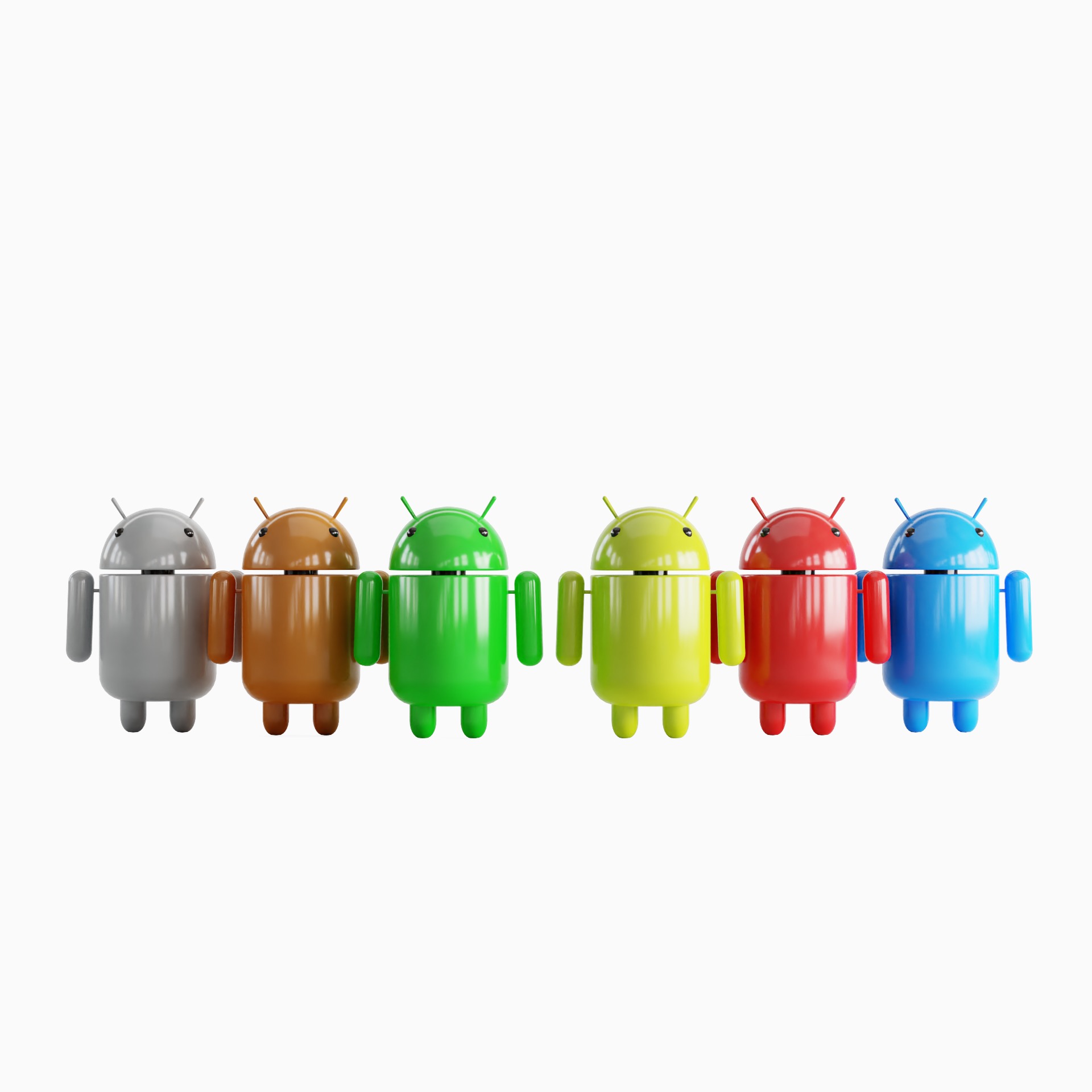 Android Robot Set Low-poly 3D model_1
