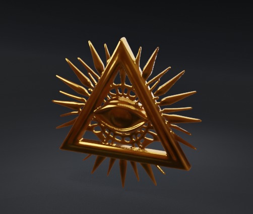 Realistic Foreseeing Eye Illuminati  Low-poly 3D model_3