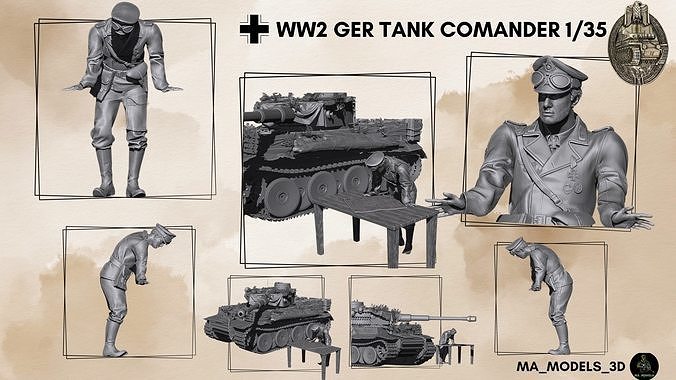 ww2 german Tank comander 1-35  3D print model